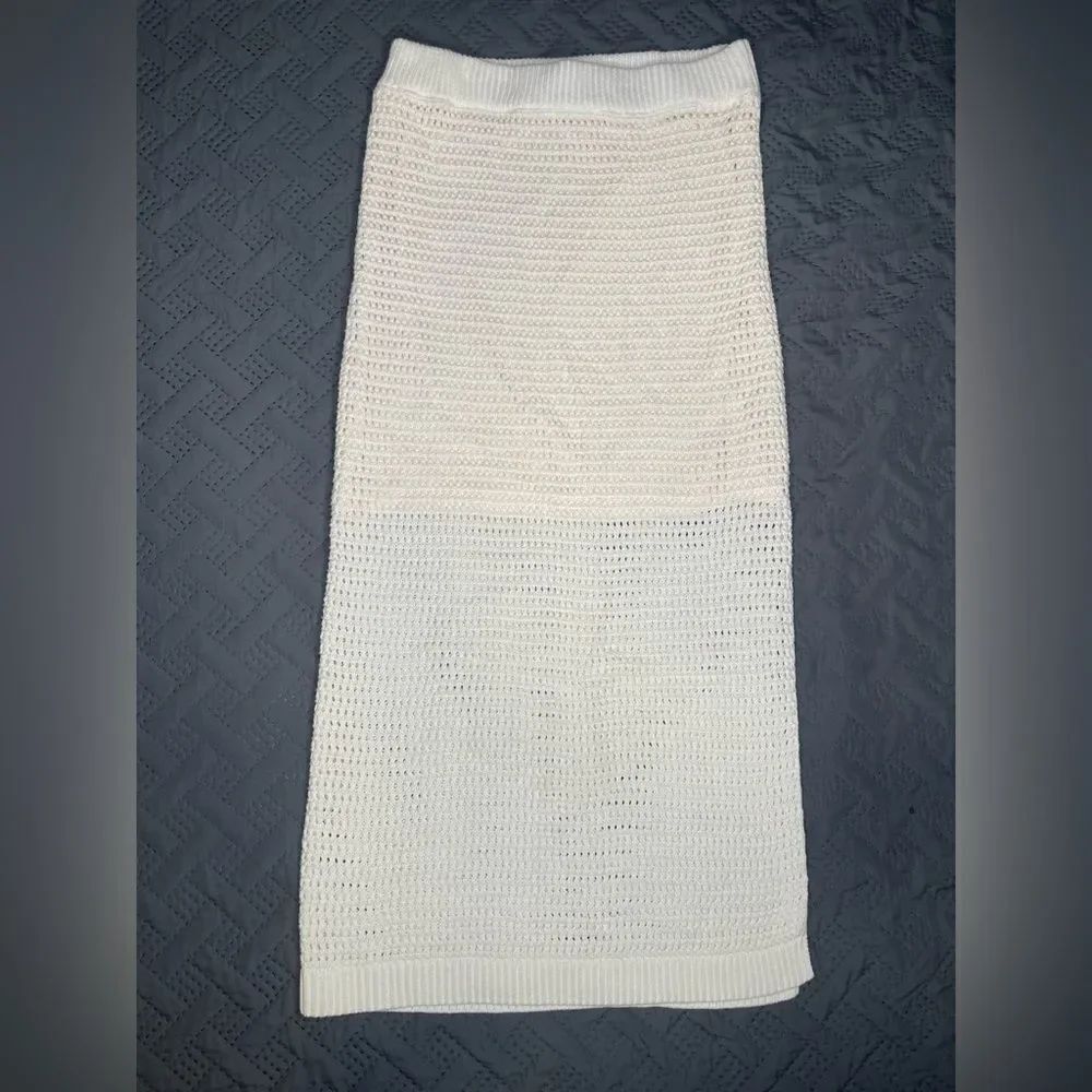 Skies Are Blue Cream Crochet Maxi Skirt